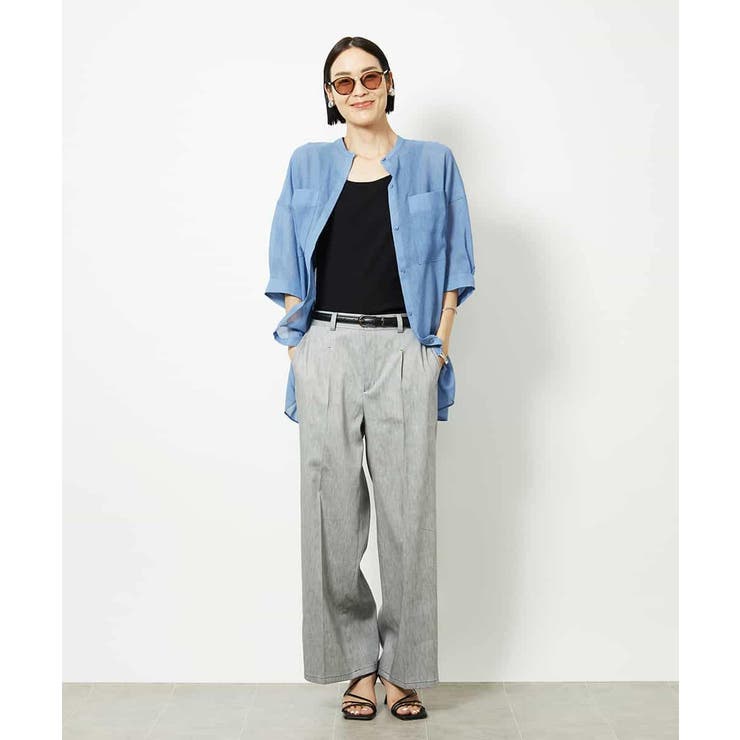 バンドカラーシアーブラウス | MICHEL KLEIN | 詳細画像6 