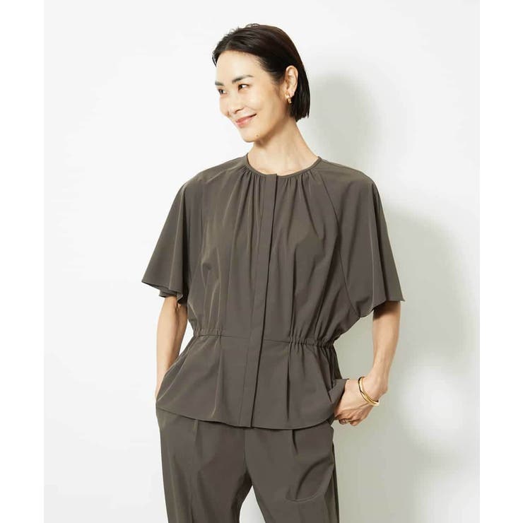 ブラウン | ［セットアップ対応/2WAY]ウエストマークギャザーブラウス | MICHEL KLEIN