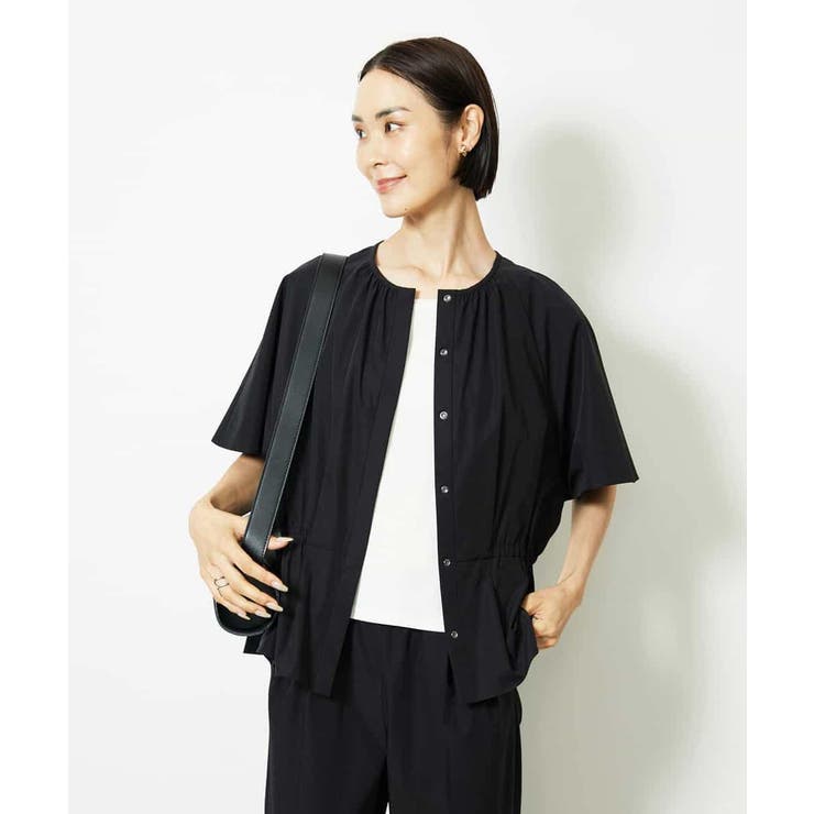 ブラック | ［セットアップ対応/2WAY]ウエストマークギャザーブラウス | MICHEL KLEIN