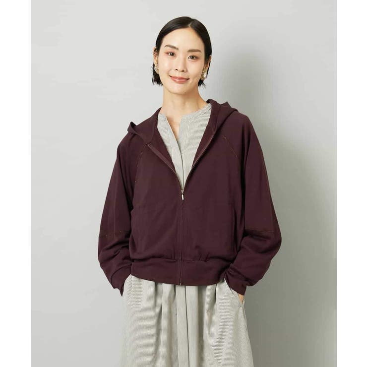 ボルドー | シアー裏毛アクセントラメパーカー | MICHEL KLEIN