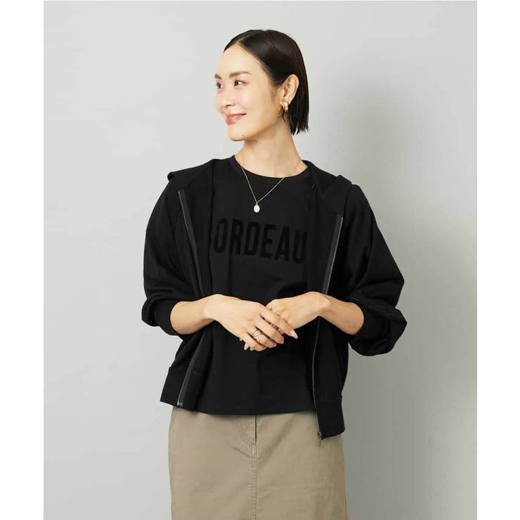 ブラック | シアー裏毛アクセントラメパーカー | MICHEL KLEIN