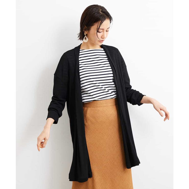 軽めの羽織として]サイドスリットフライスロングカーディガン