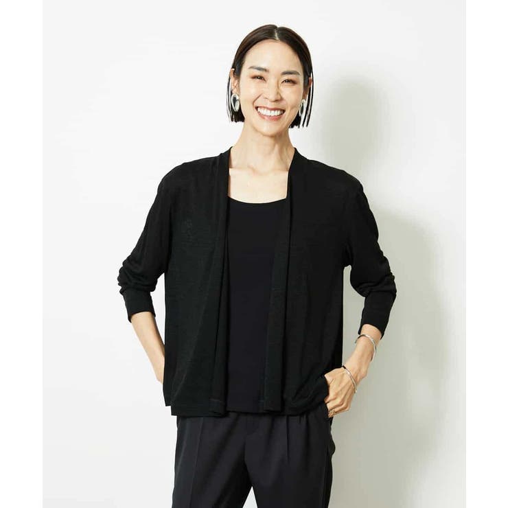 ブラック | [紫外線/冷房対策に]ショートトッパーカーディガン | MICHEL KLEIN