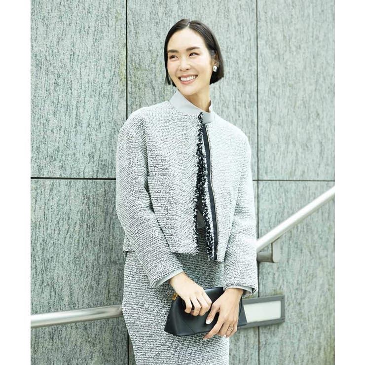 グレー | [セットアップ対応]ファンシーツイードショートジャケット | MICHEL KLEIN