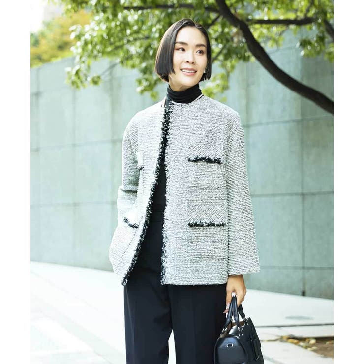 [セットアップ対応]ファンシーツイードロングジャケット | MICHEL KLEIN | 詳細画像2 