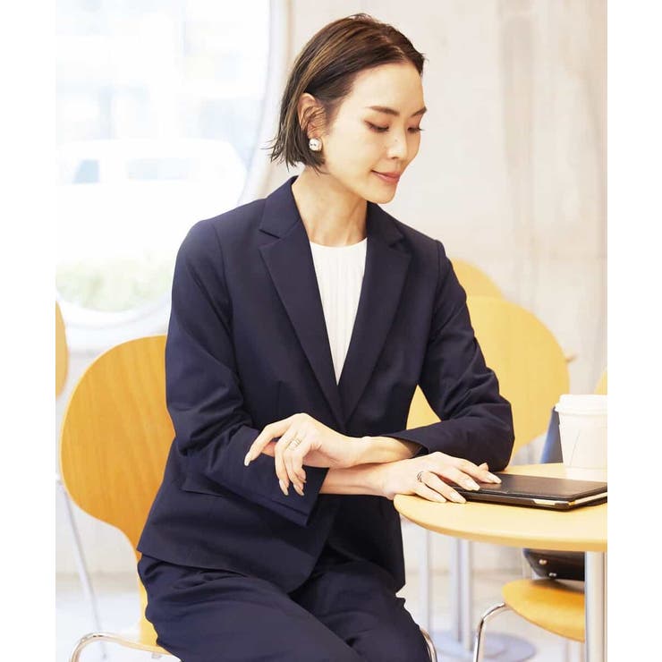 ネイビー(57) | [定番スーツ]トリコットカノコテーラードジャケット（背抜き/セットアップ対応） | MICHEL KLEIN