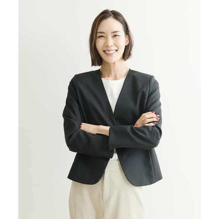 セール】 【OUTLET】カメリアコサージュ付ノーカラージャケット