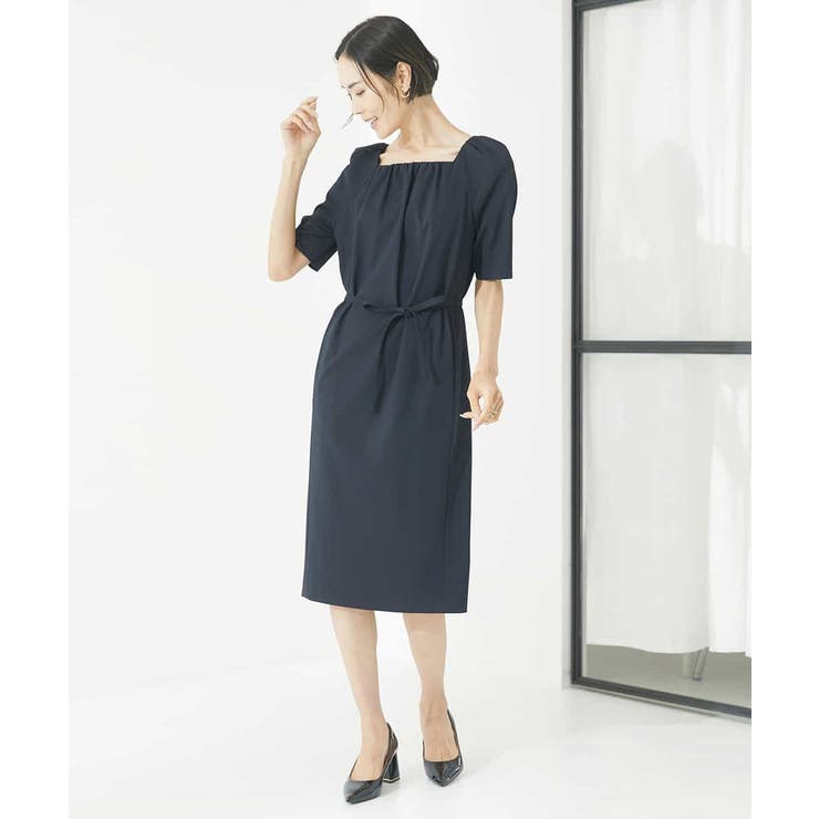 ストレッチスクエアネックワンピース(セットアップ対応) | MICHEL KLEIN | 詳細画像1 