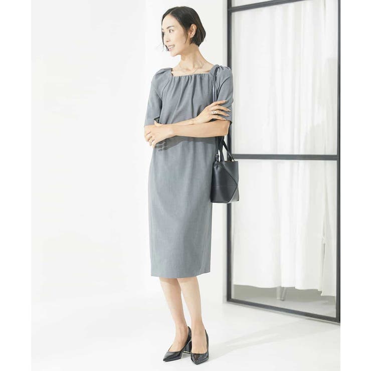 ストレッチスクエアネックワンピース(セットアップ対応) | MICHEL KLEIN | 詳細画像13 