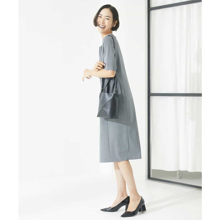 グレー(92) | ストレッチスクエアネックワンピース(セットアップ対応) | MICHEL KLEIN