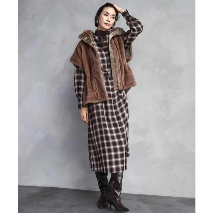 バンドカラーチェックシャツワンピース | MICHEL KLEIN | 詳細画像11 