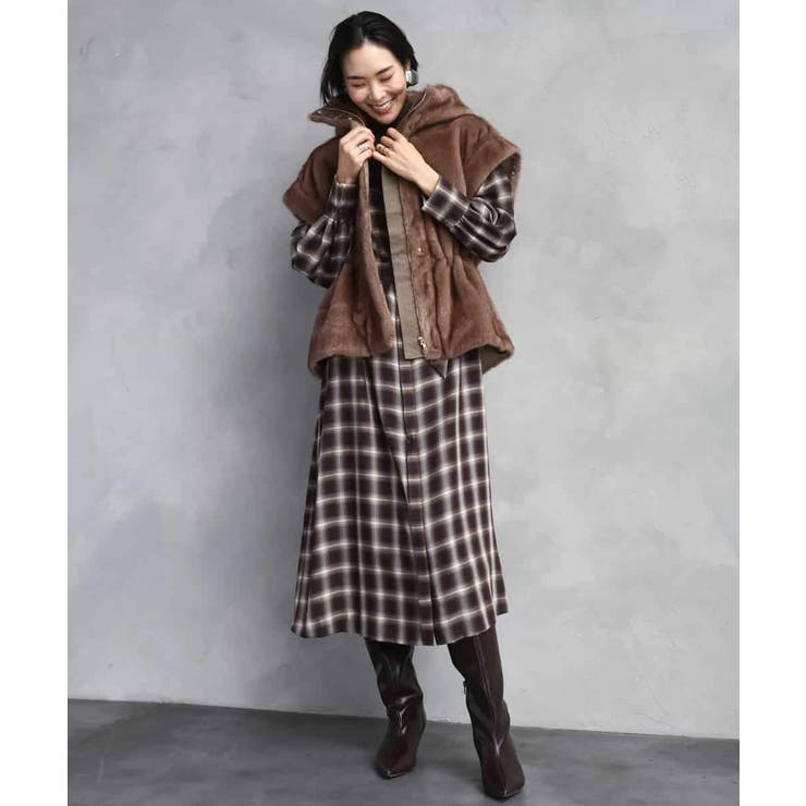 バンドカラーチェックシャツワンピース | MICHEL KLEIN | 詳細画像12 