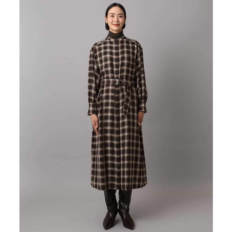 バンドカラーチェックシャツワンピース | MICHEL KLEIN | 詳細画像17 