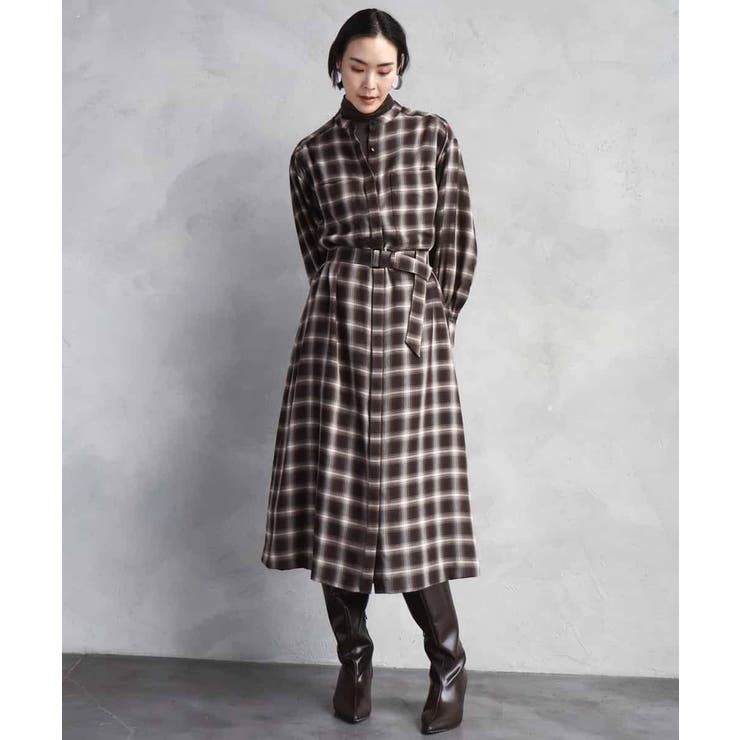 バンドカラーチェックシャツワンピース | MICHEL KLEIN | 詳細画像2 