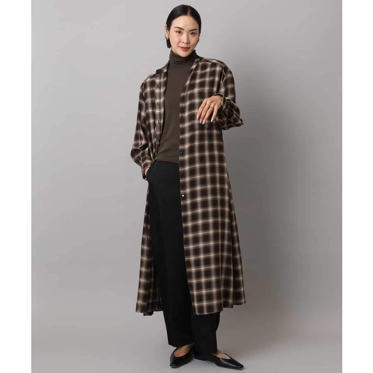 バンドカラーチェックシャツワンピース | MICHEL KLEIN | 詳細画像4 