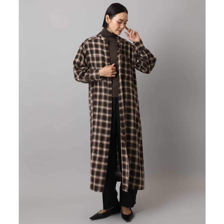 バンドカラーチェックシャツワンピース | MICHEL KLEIN | 詳細画像6 