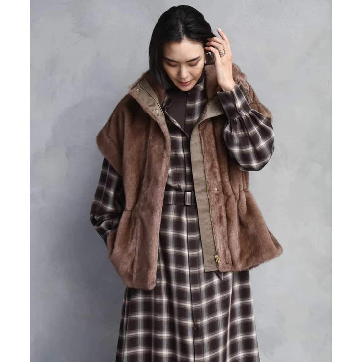 バンドカラーチェックシャツワンピース | MICHEL KLEIN | 詳細画像7 