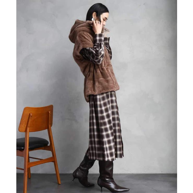 バンドカラーチェックシャツワンピース | MICHEL KLEIN | 詳細画像9 