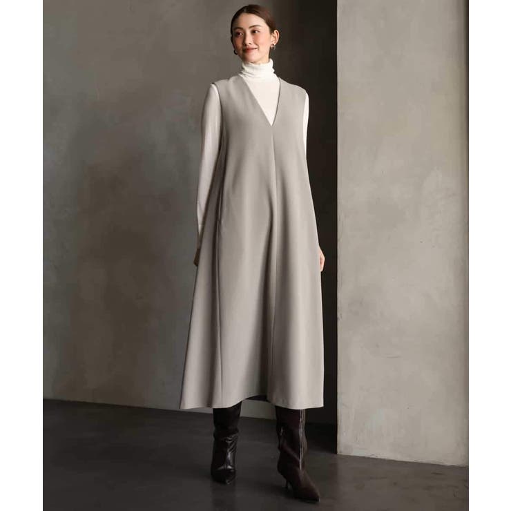 ベージュ | [セットアップ対応]Vネックノースリーブワンピース | MICHEL KLEIN