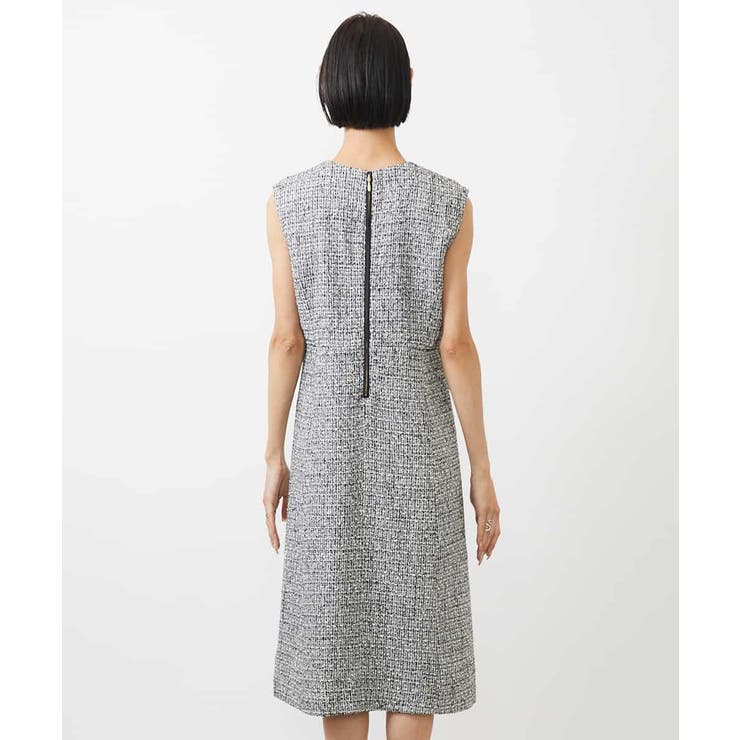 セットアップ対応/洗える］ノースリーブツイードワンピース[品番