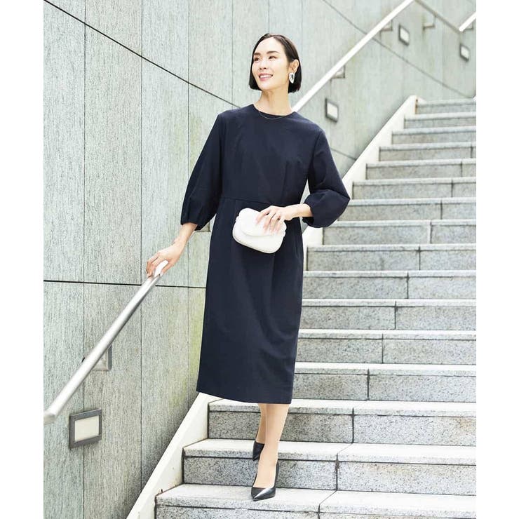 ネイビー | ［オケージョン/セレモニー］スリーブコンシャスワンピース | MICHEL KLEIN