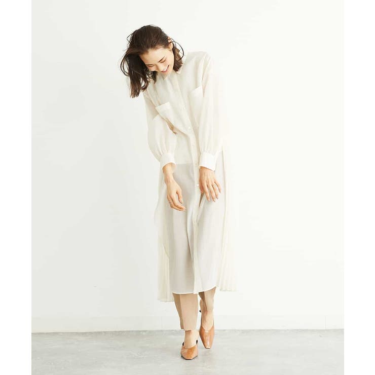 洗える】シアープリーツロングブラウス[品番：ITKW0005746]｜MICHEL 