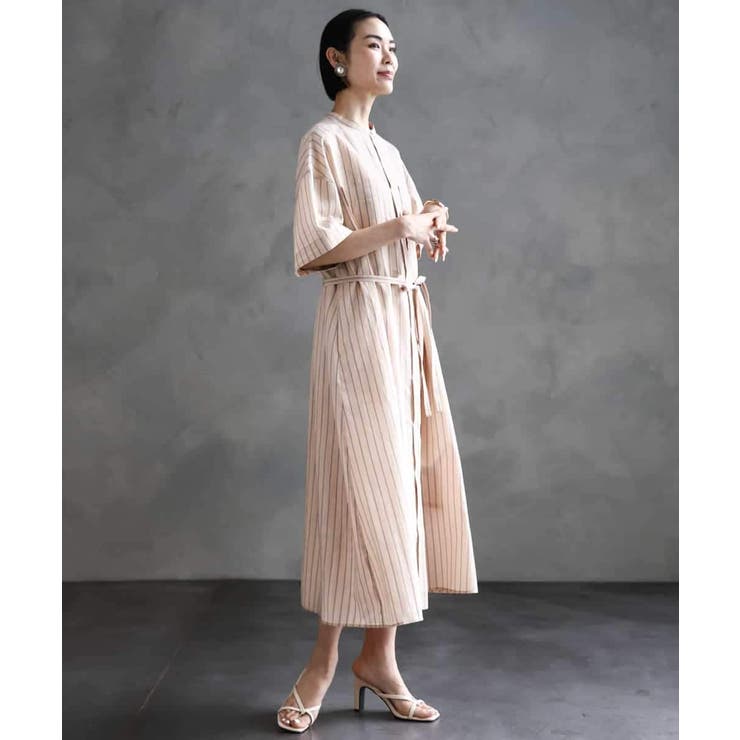 ストライプ柄ダブルポケットワンピース | MICHEL KLEIN | 詳細画像2 