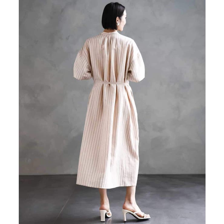 ストライプ柄ダブルポケットワンピース | MICHEL KLEIN | 詳細画像3 