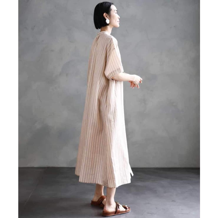 ストライプ柄ダブルポケットワンピース | MICHEL KLEIN | 詳細画像5 