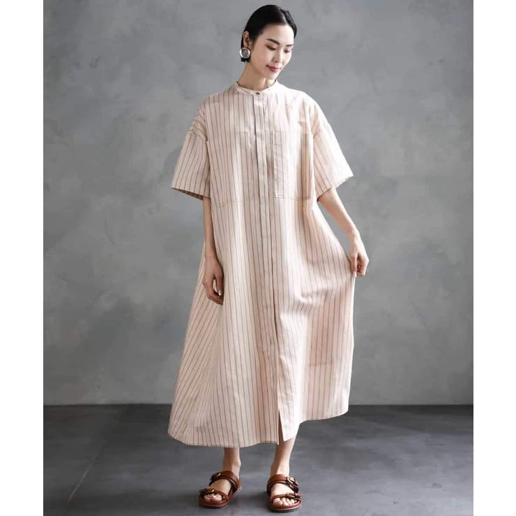 ストライプ柄ダブルポケットワンピース | MICHEL KLEIN | 詳細画像7 