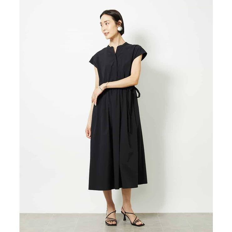 ブラック | キーネックギャザーワンピース | MICHEL KLEIN