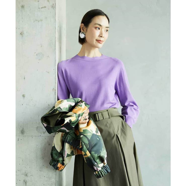 パープル | ホールガーメント(R)ボトルネックニット | MICHEL KLEIN