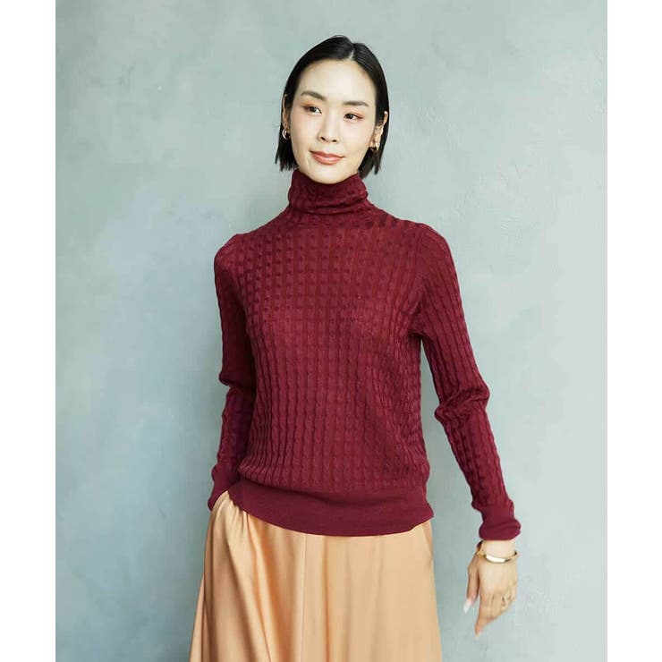 ボルドー | シアーケーブルハイネックニット | MICHEL KLEIN