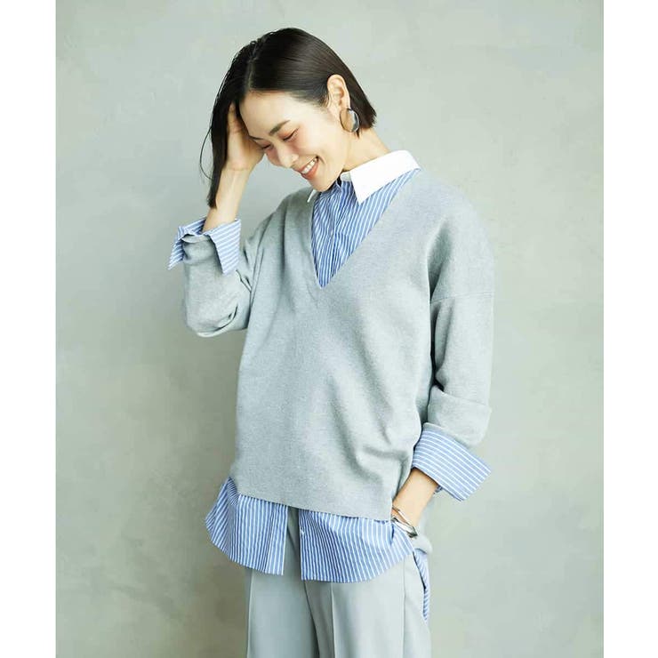 ライトグレー | 深Vネックニットプルオーバー | MICHEL KLEIN