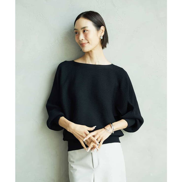 ブラック | ホールガーメント(R)ドルマンスリーブニット | MICHEL KLEIN