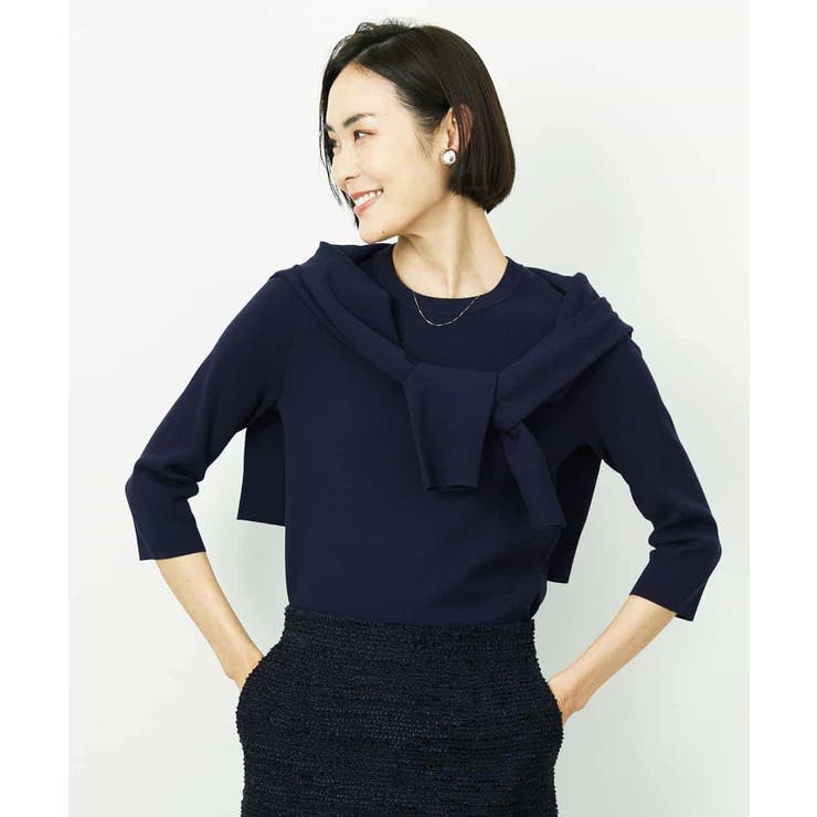 ネイビー | [アンサンブル対応]コンパクトニットプルオーバー | MICHEL KLEIN