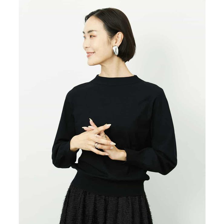 ブラック | ホールガーメント(R)ボトルネックニット | MICHEL KLEIN