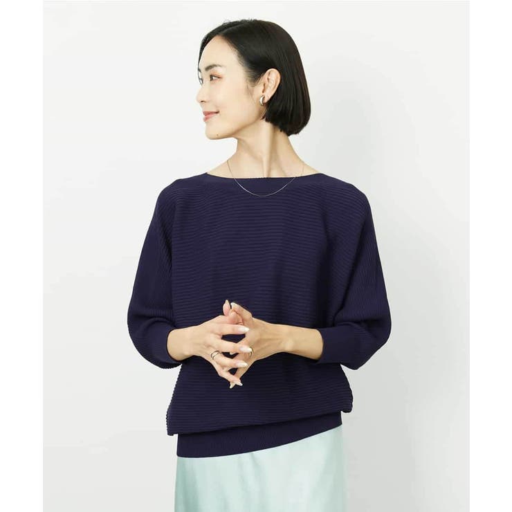 ネイビー | ［定番人気］ホールガーメント(R)ドルマンスリーブニット | MICHEL KLEIN