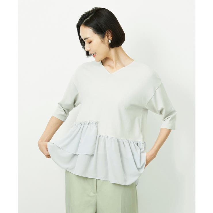 裾切替フレアニットプルオーバー | MICHEL KLEIN | 詳細画像1 