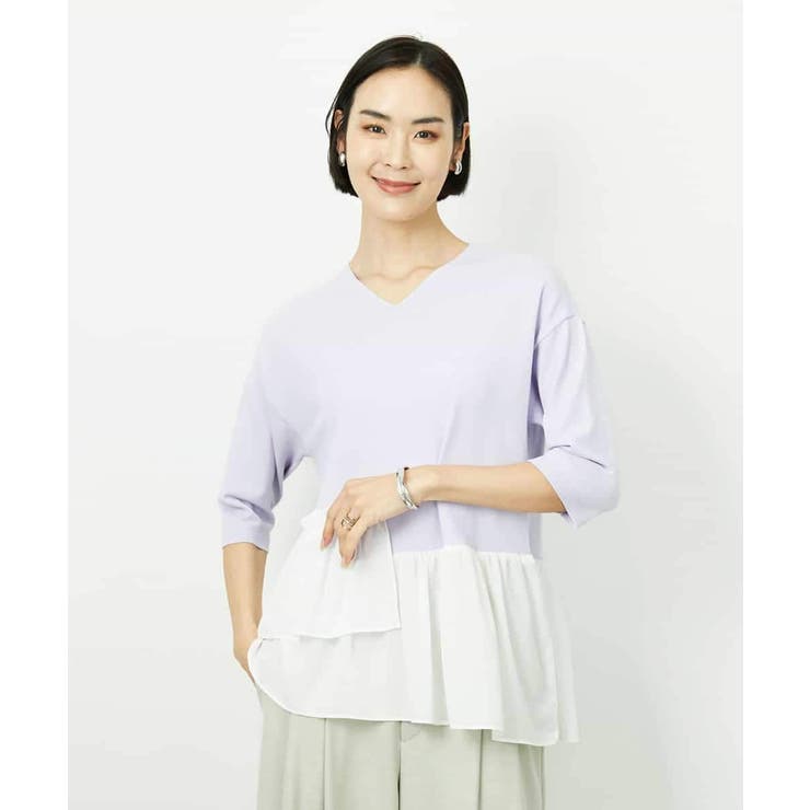 ラベンダー | 裾切替フレアニットプルオーバー | MICHEL KLEIN