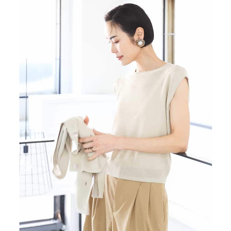 [アンサンブル対応]スパンコールフレンチスリーブニット | MICHEL KLEIN | 詳細画像1 