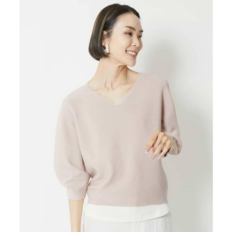 [1枚着としておすすめ]ホールガーメント(R)Vネックボリュームスリーブニット | MICHEL KLEIN | 詳細画像13 