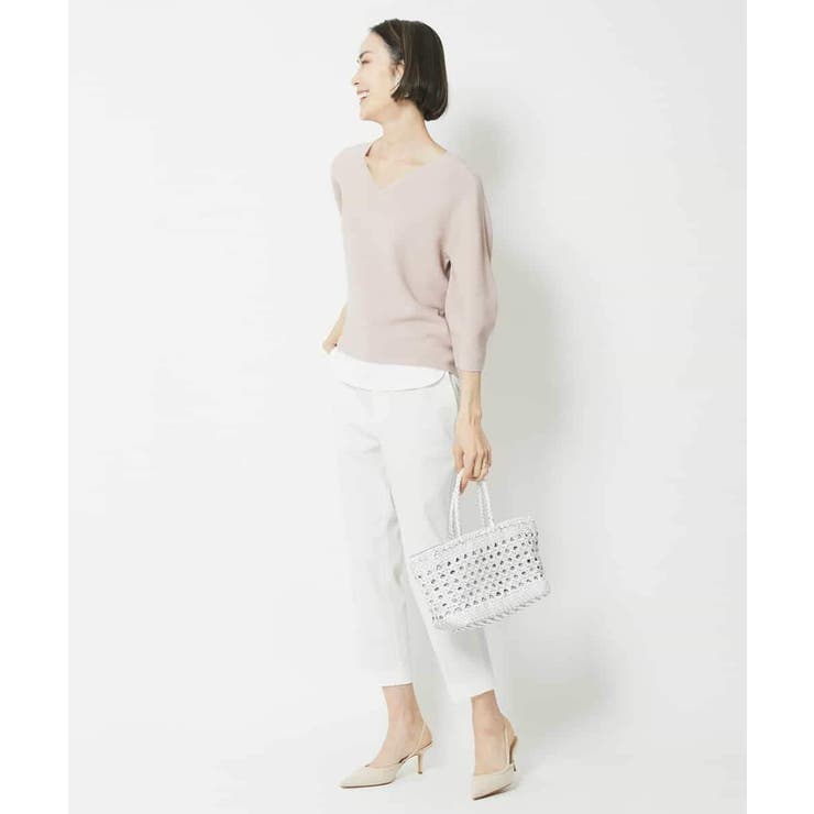 [1枚着としておすすめ]ホールガーメント(R)Vネックボリュームスリーブニット | MICHEL KLEIN | 詳細画像16 