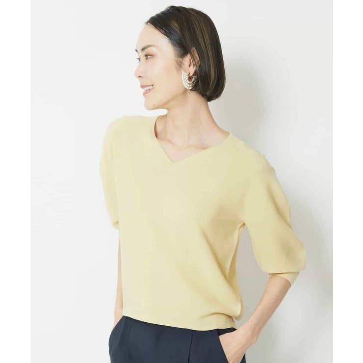 [1枚着としておすすめ]ホールガーメント(R)Vネックボリュームスリーブニット | MICHEL KLEIN | 詳細画像19 