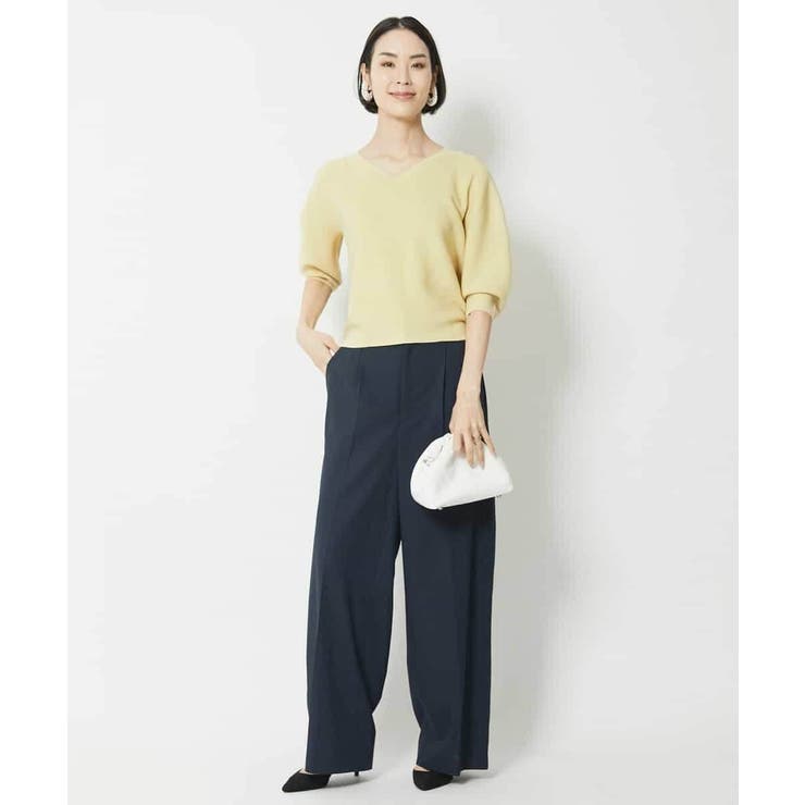 [1枚着としておすすめ]ホールガーメント(R)Vネックボリュームスリーブニット | MICHEL KLEIN | 詳細画像22 