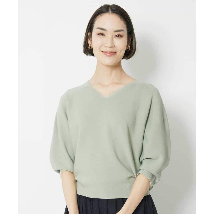 [1枚着としておすすめ]ホールガーメント(R)Vネックボリュームスリーブニット | MICHEL KLEIN | 詳細画像23 