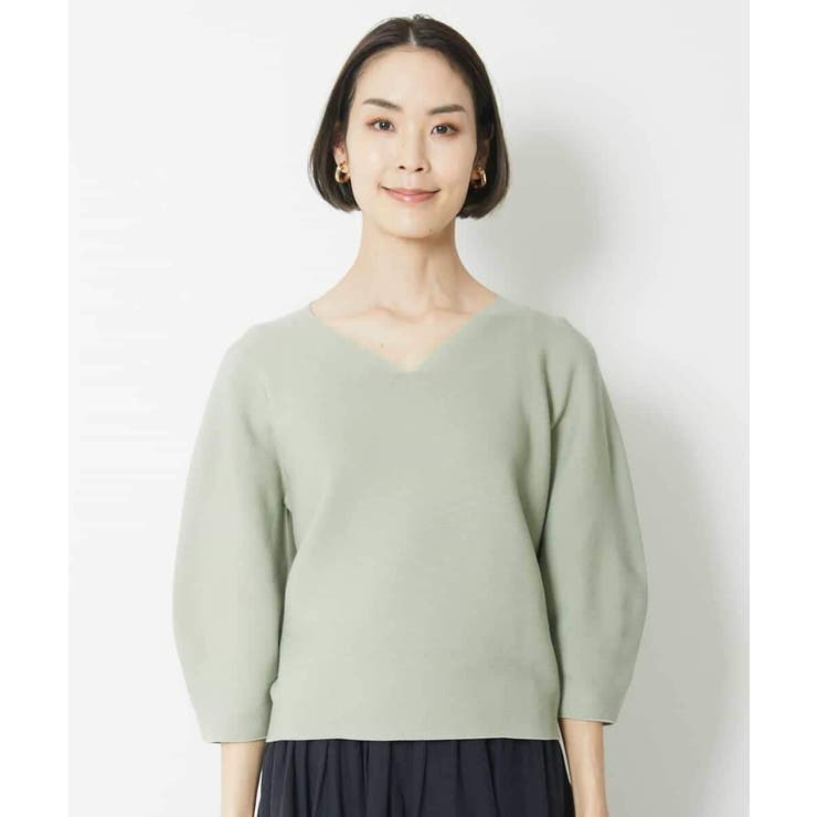 [1枚着としておすすめ]ホールガーメント(R)Vネックボリュームスリーブニット | MICHEL KLEIN | 詳細画像27 