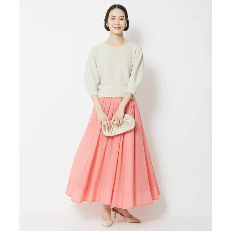 [1枚着としておすすめ]ホールガーメント(R)Vネックボリュームスリーブニット | MICHEL KLEIN | 詳細画像6 