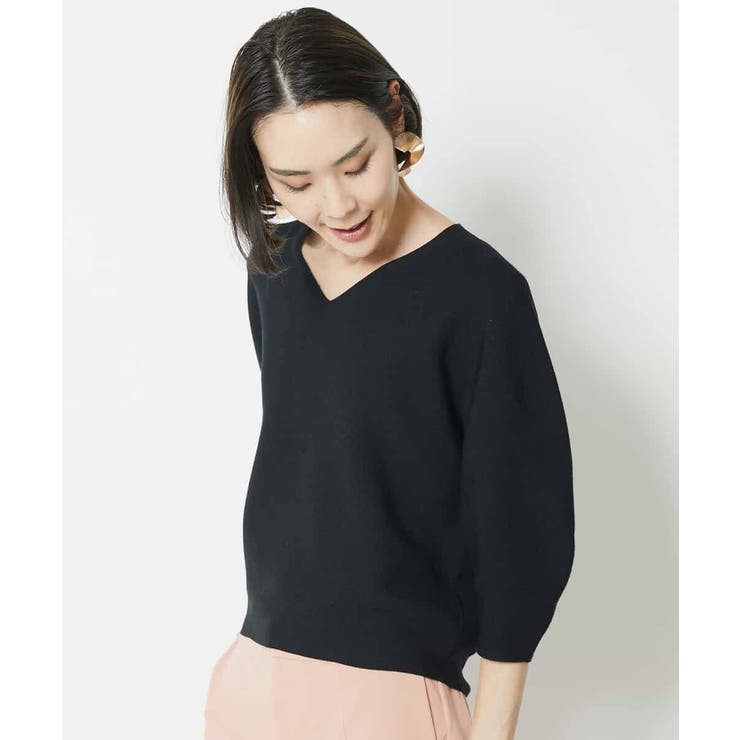 [1枚着としておすすめ]ホールガーメント(R)Vネックボリュームスリーブニット | MICHEL KLEIN | 詳細画像7 