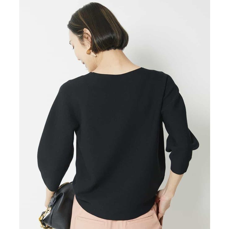 [1枚着としておすすめ]ホールガーメント(R)Vネックボリュームスリーブニット | MICHEL KLEIN | 詳細画像9 